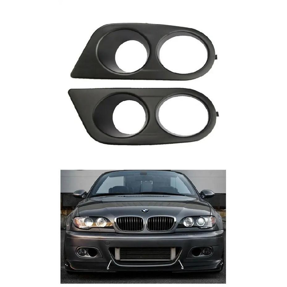 2X Front Bumper Fog Light Cover For BMW E46 M3 2001 2002 2003 2004 2005 2006 Car Dual Hole Surround Air Duct Grille Racing style