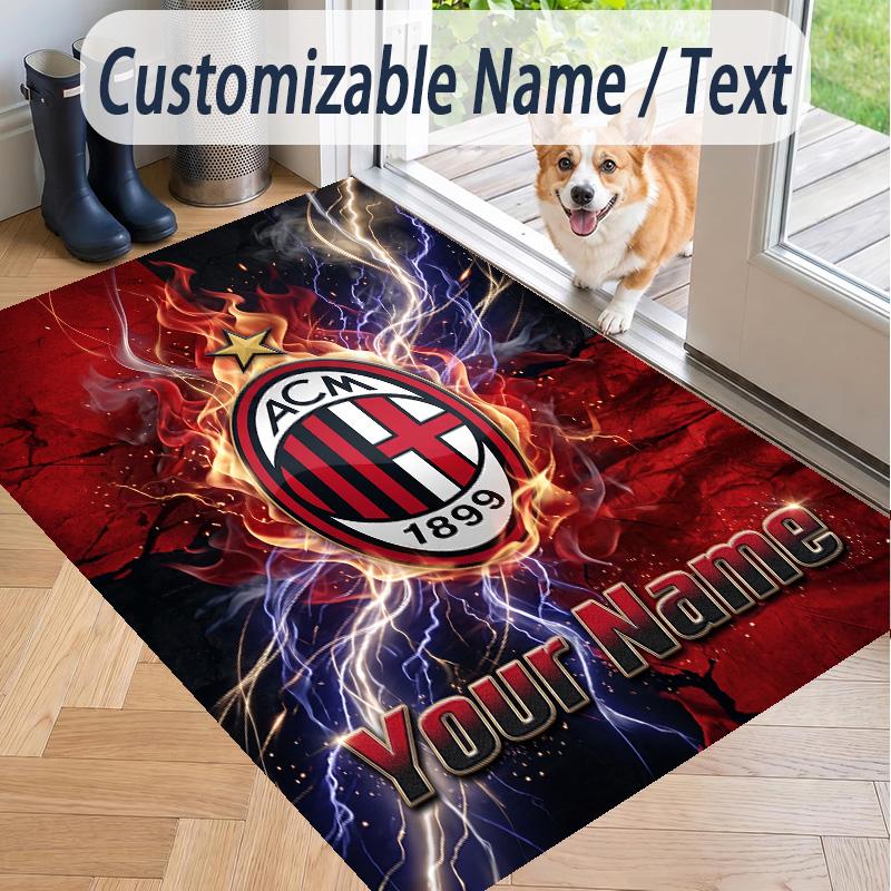 Custom Text Printed Rug AC Milan Non Slip Floor Carpet For Home Room Decor