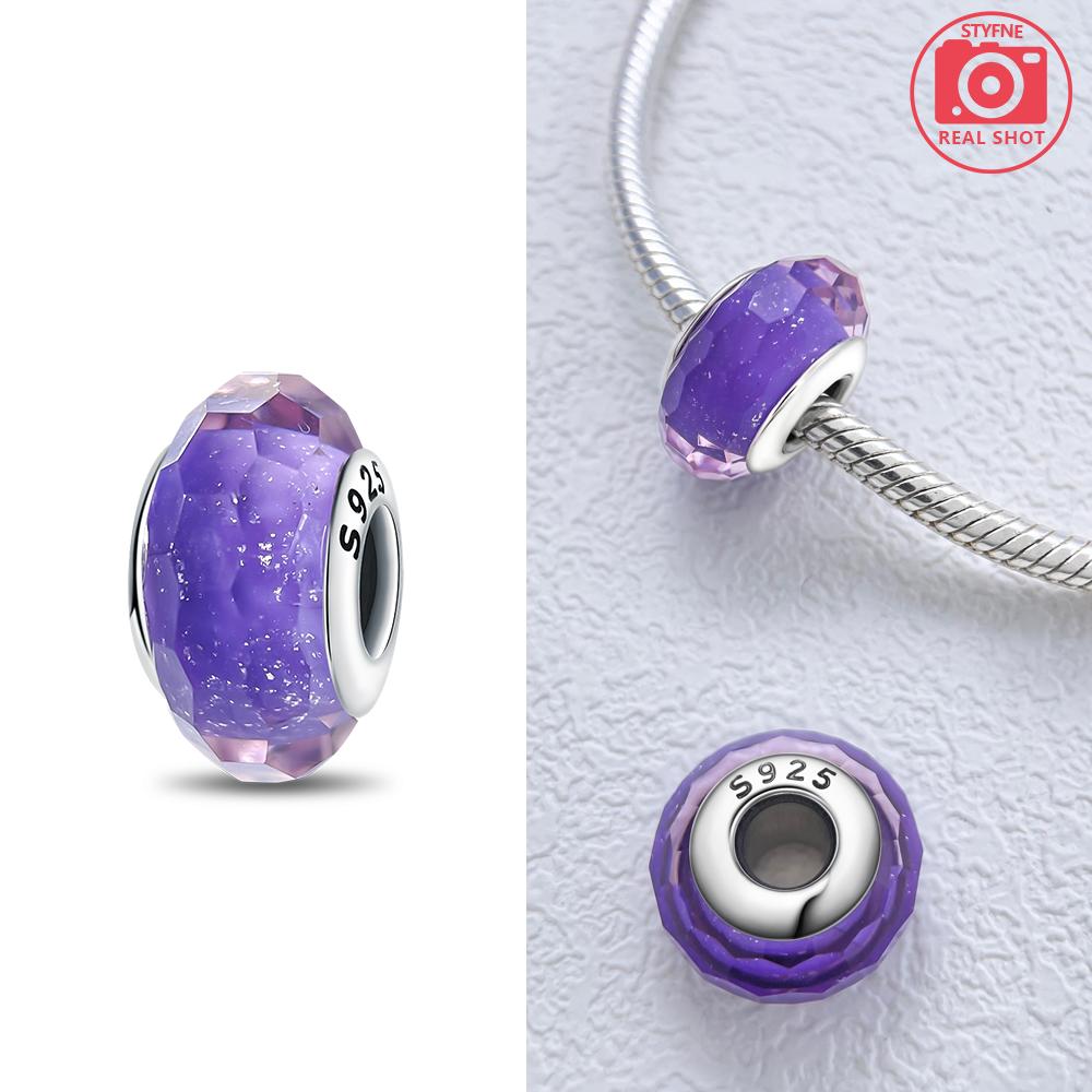 925 Silver Bracelet Women DIY Gift Murano Jewelry with Flower Blue Star Green Turtle Glass Beads