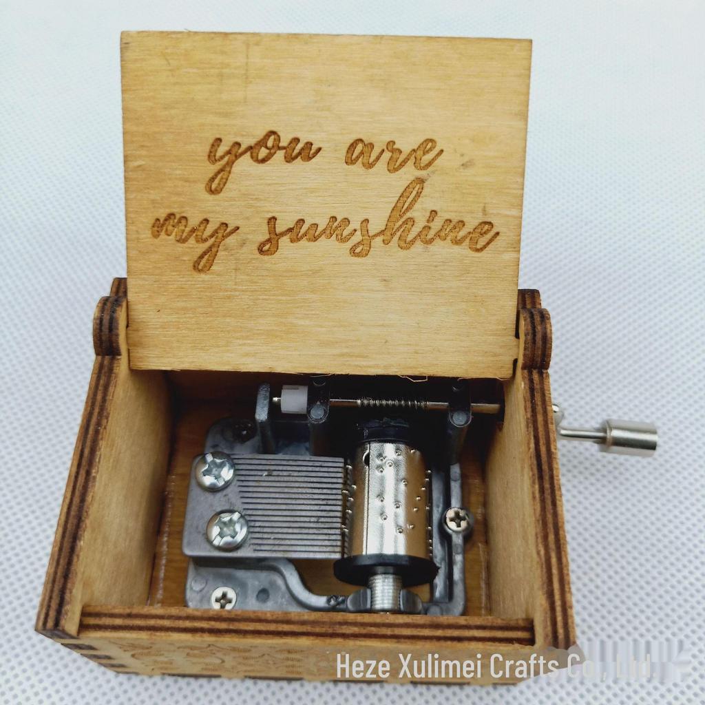 Hand-Cranked Wooden Music Box Festival Gift for Friends