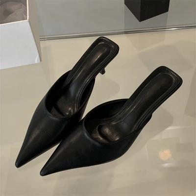 Eilyken Элегантные женские шлепанцы с леопардовым принтом, весенние, с острым носком, на тонком низком каблуке, сандалии, женские мюли, обувь Zapatos Mujer