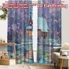 2pcs, 2D FLAT PRINTING Curtains (Without Rod) Winter Glow Christmas Festival Minimalist Curtains Yarn Curtains Festive