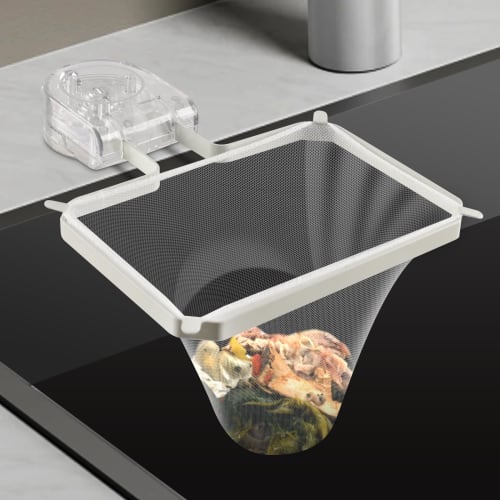 Triangular Drainer Holder with Strong Suction Cups, Floating Drainer Net Holder for Food Waste Disposal, Clean, Foldable, Space-Saving, No Triangular