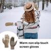1 Pair Thermal Gloves Knitted Elastic Anti-slip Keep Warm Screen-touching Great Friction Particle Palm Winter Gloves Unisex Riding Gloves