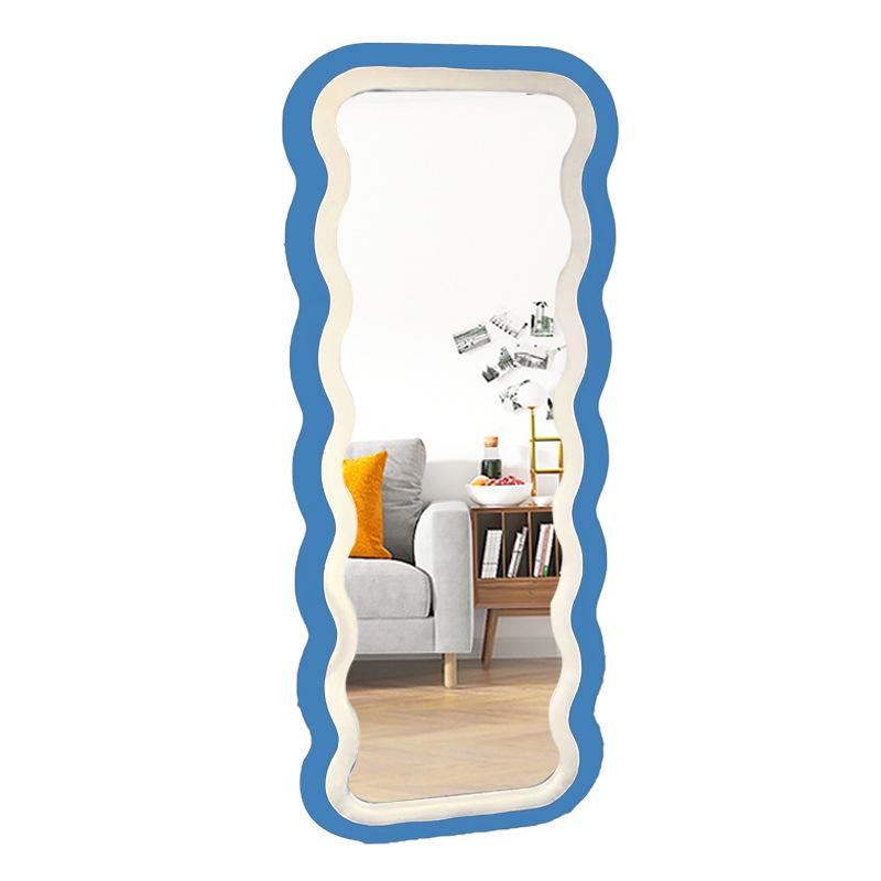 Зеркало в пол в стиле легкой роскоши: Печеньевидный с отделкой из голландского бархата и двухсторонней рамой с цветовой блокировкой