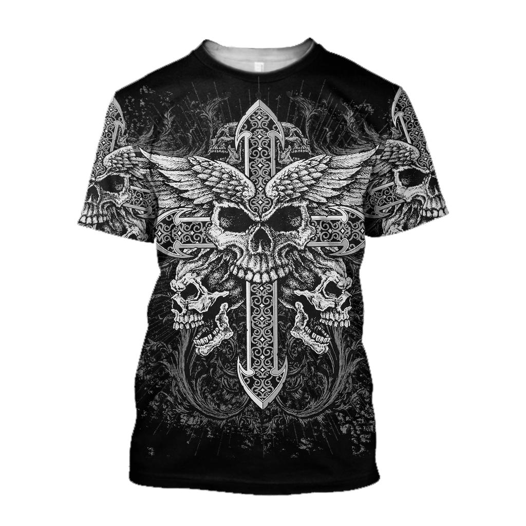 Devil Pattern 3d Print T-shirt Summer Short Sleeve Streetswear Fashion O Neck Men's T-shirts