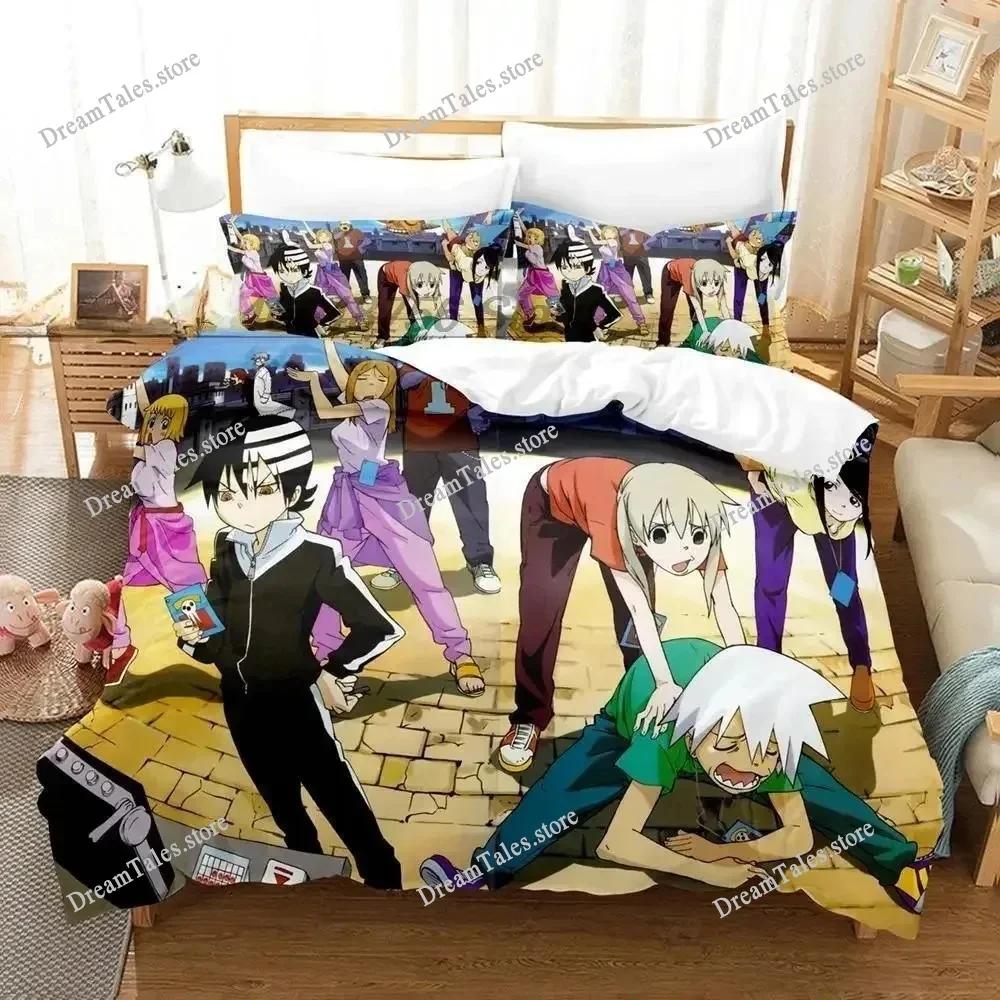 Soul Eater Постельный комплект Односпальный Полуторный Двуспальный Кинг-сайз Комплект для кровати Взрослый Детский Спальня Комплекты пододеяльников 3D-принт Аниме Комплекты простыней