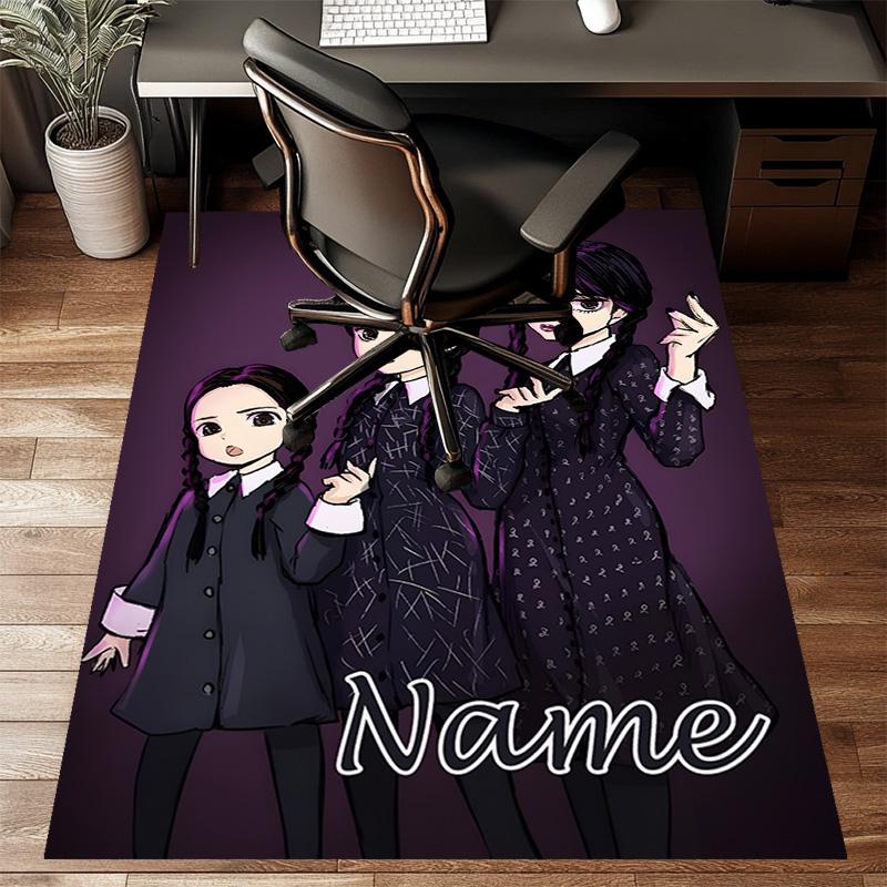 Custom Addams Family Wednesday Mat Personalized Name, Polyester Washable Indoor Entryway Rug, Gift for Christmas, Easter, Thanksgiving Day