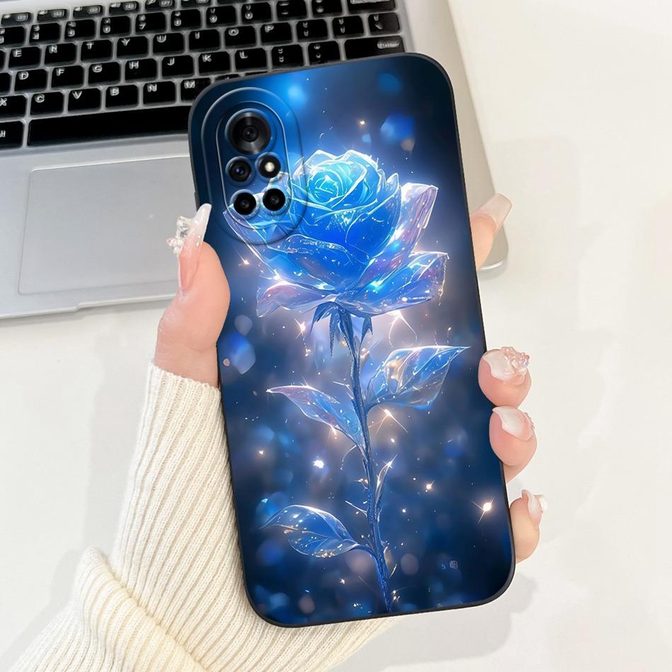For Huawei Nova 8 8i Beautiful Bow Rose Painting Phone Case For Huawei Nova8 Nova8i Shockproof Soft Silicone Cases