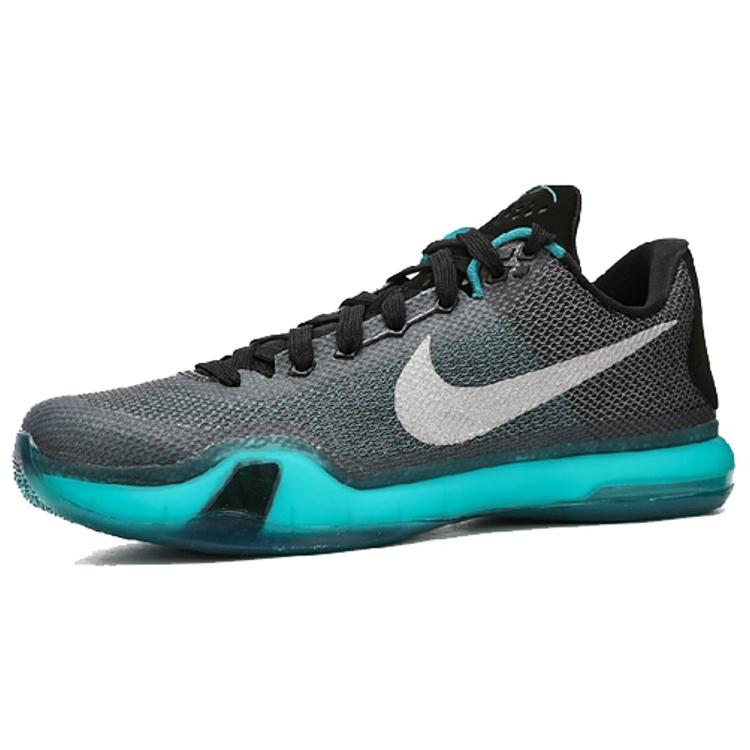 Nike Kobe 10 Liberty Kobe Шнуровка Нескользящие Легкие Низкие Высокопроизводительные Баскетбольные Кроссовки Мужские Черный Ледяной Зеленый 745334-002