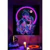 Onivein Blacklight Skull Tapestry Glow In The Dark Tapestry The Kissing Lovers UV Reactive Neon Moon Stars Tapestries Posters Wall Hanging for