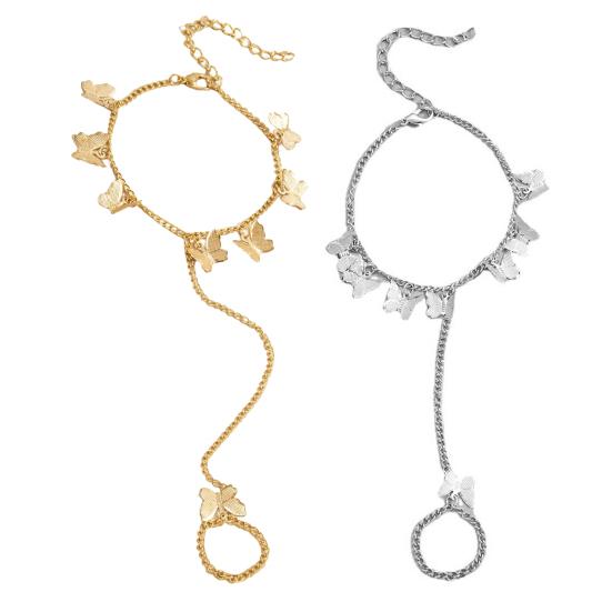 Женский браслет в форме бабочки из нержавеющей стали, индивидуальный однотонный женский аксессуар для кольца на палец