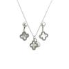 Minimalist Four Leaf Clover White Mother Of Pearl Earring Necklace Set Women Post Copper Plated Office