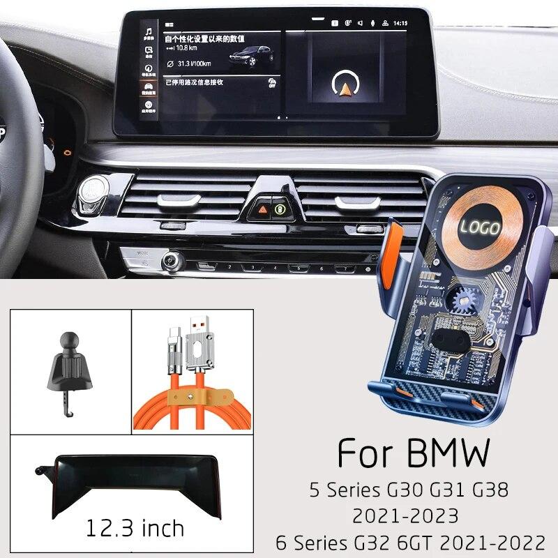 Для BMW 5 6 серии G30 G31 G38 G32 6GT Автомобильное беспроводное зарядное устройство для мобильного телефона GPS-навигатор Кронштейн 12,3-дюймовый фиксированный экран