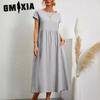 Solid Colour Sleeveless Loose Cotton Linen Plug Pocket Women's Dresses