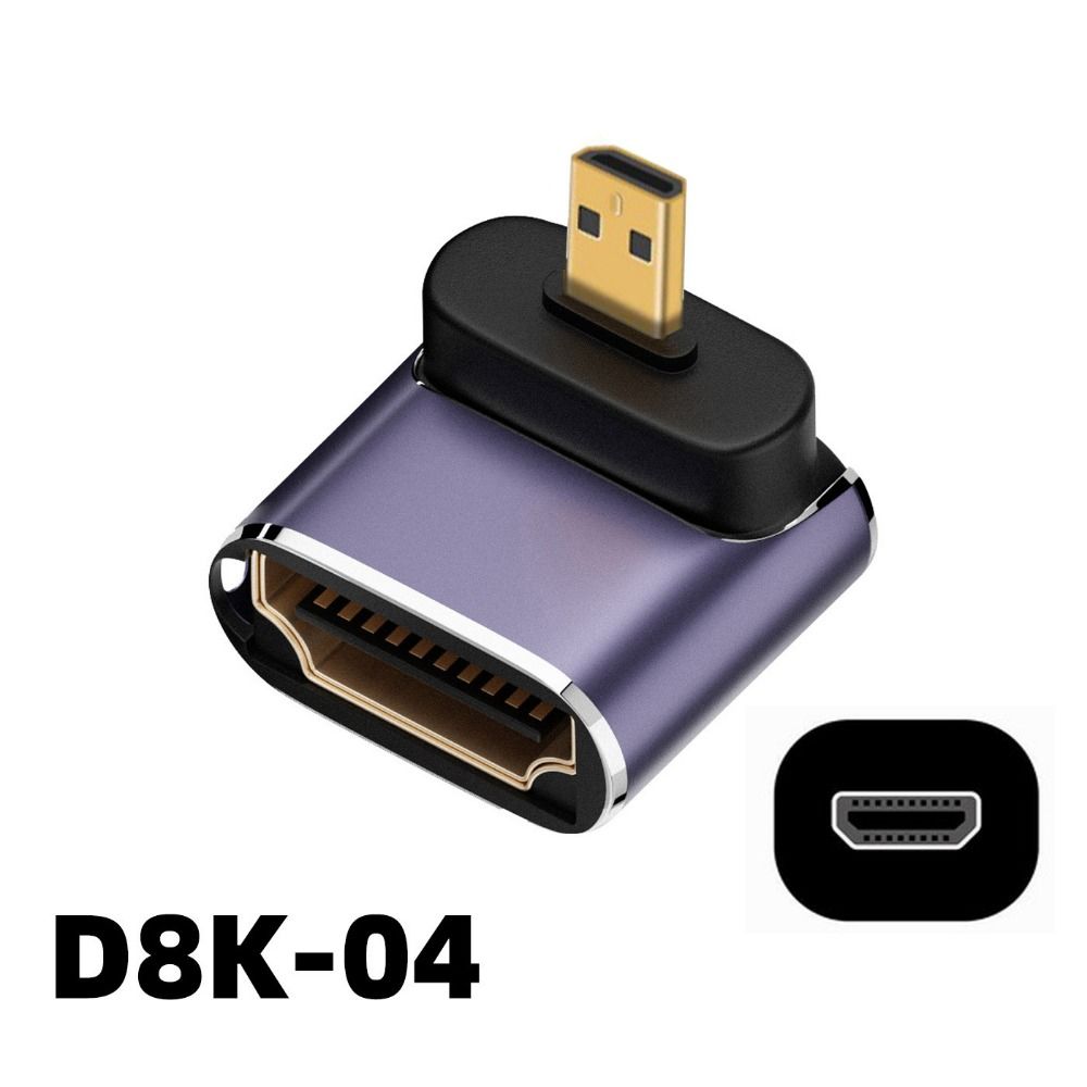 90 градусов Мужской на Женский HD 2.1 Mini / Micro HD в HDMI-совместимый конвертер 8K 60HZ HDTV адаптер