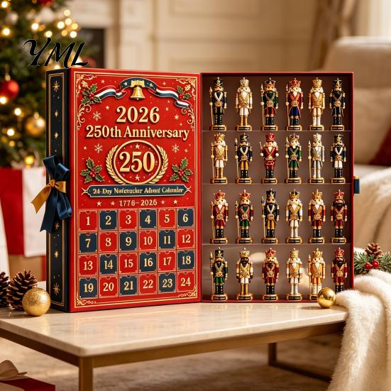 Christmas Countdown Calendar 2026 Nutcracker Advent Calendar, 24-Day Retro Soldier Figure Set, 2D Acrylic Ornament Collection Flat Tree Hanging Decor,
