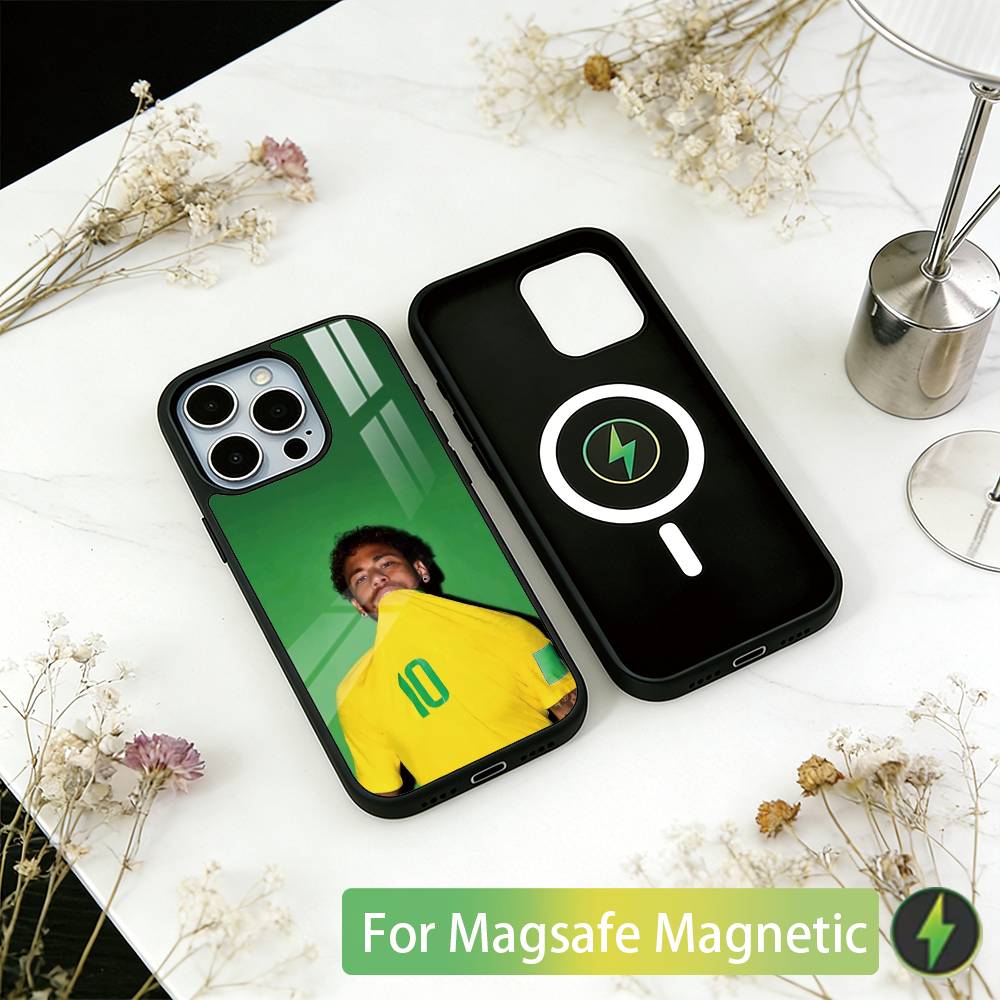 Футбольная звезда 10 Неймар Чехол для телефона для iPhone 17, 16, 15, 14, 13, 12, 11 Plus, Pro Магнитный с беспроводной зарядкой Magsafe