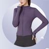 Зимняя высокая эластичная куртка для йоги персикового цвета, однотонная одежда, длинный рукав, флисовая плотная куртка для йоги, женская куртка на молнии для фитнеса и йоги