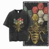 DE BEES Printed Acid Washed Cotton Exclusive Graphic Unisex T Shirt Cool Vintage Streetwear Men Tshirts Big Size Tee for Men