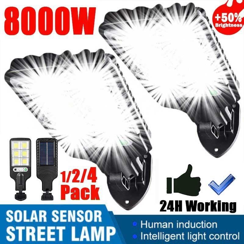 2022 Модернизация солнечного света 8000 Вт, сверхяркий солнечный уличный фонарь, датчик движения, солнечный настенный светильник, украшение для двора, сада, освещение