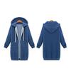 Women Sweatshirt Coat Hooded Adjustable Drawstring Long Sleeve Coat with Pockets Solid Color Mid-length Outerwear