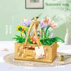 Mini Bricks Artificial Flowers Basket Bonsai Blocks Toys Set for Room Decoration Christmas Mother's Valentines Day Gifts for Kids Adults
