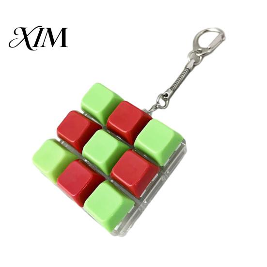 Mechanical Keyboard Toy 9-Keys Fidget Toy, LED Light-up Keychain Nine Button Clicking for Stress Relief, 9-In-1 Backpack Charm Tactile Decompression