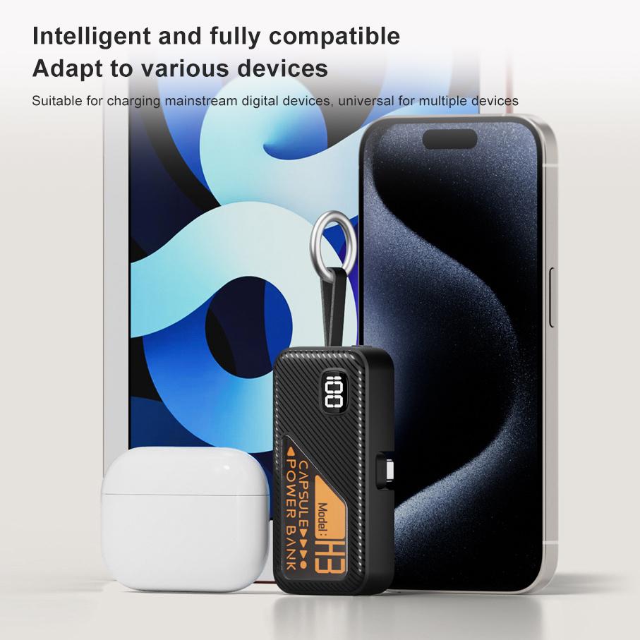 Портативный внешний аккумулятор 5000 мАч, капсульный внешний аккумулятор, быстрая зарядка, большая емкость, компактное и портативное зарядное устройство