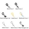 1Pc Punk Gothic Piercing Stainless Steel Cross Stars Dangle Earrings Ear Stud Pendant