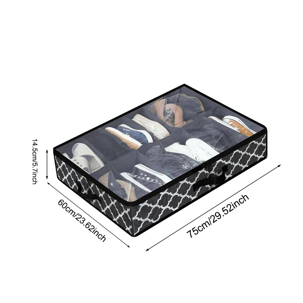 1pc- Non-woven Bed Bottom Storage Box Foldable Shoes Dust Storage Box with Cover Visual Finishing Storage Box