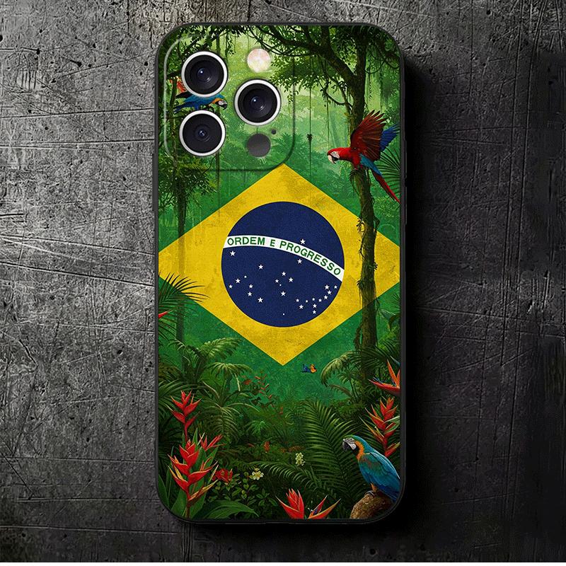 Brazil Brazilian Flag Soft Phone Case for iPhone 16 16E 17 Air 15 Pro Max 14 Plus 13 Mini 11 12 7 Black Cover Back Shell