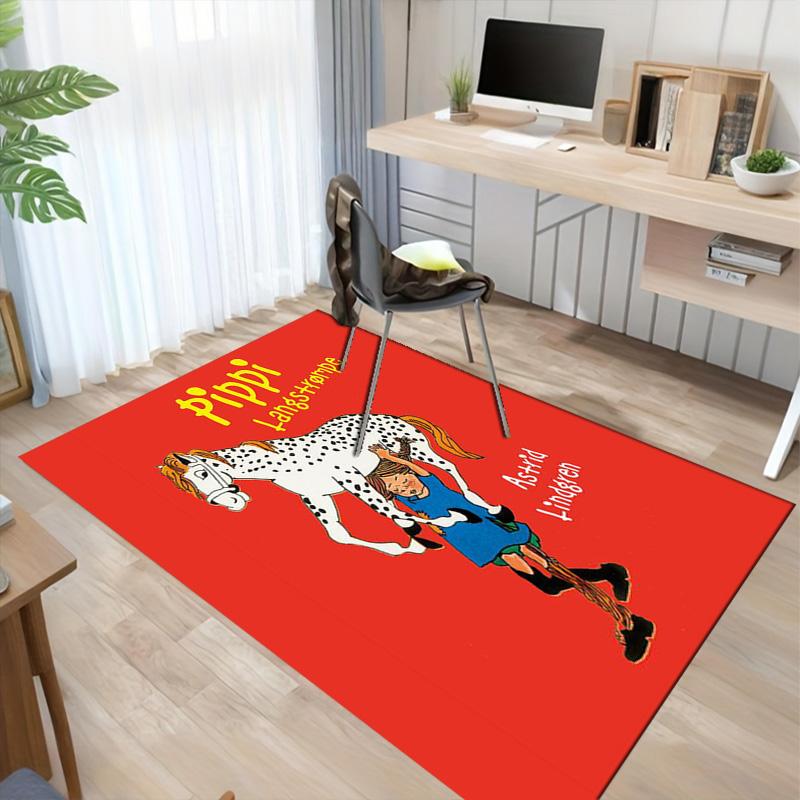 Pippi Horse Adventure Carpet For Playroom Bedroom Living Room Sofa Home Decorkids Game Area Rug Nonslip Floor Mat