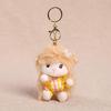 Plush Seated Sheep Keychain Pendant with Metal Ring for Backpack Keys, Soft Cute Lamb Keychain, Stuffed Animal Bag Charms