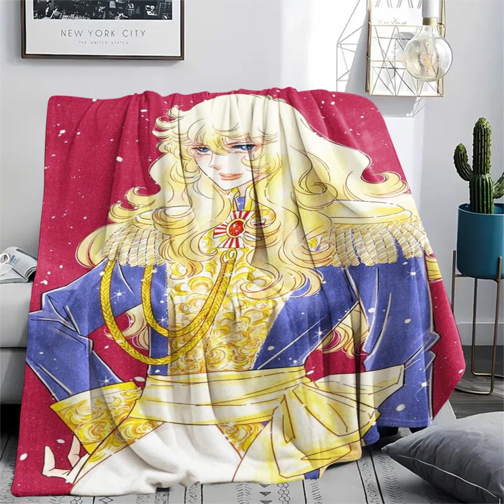 1PC Versailles Rose Print Flannel Blanket, High quality Comfortable for All Seasons, Home Decor, Warmth and Comfort, Perfect for Christmas Gifts238