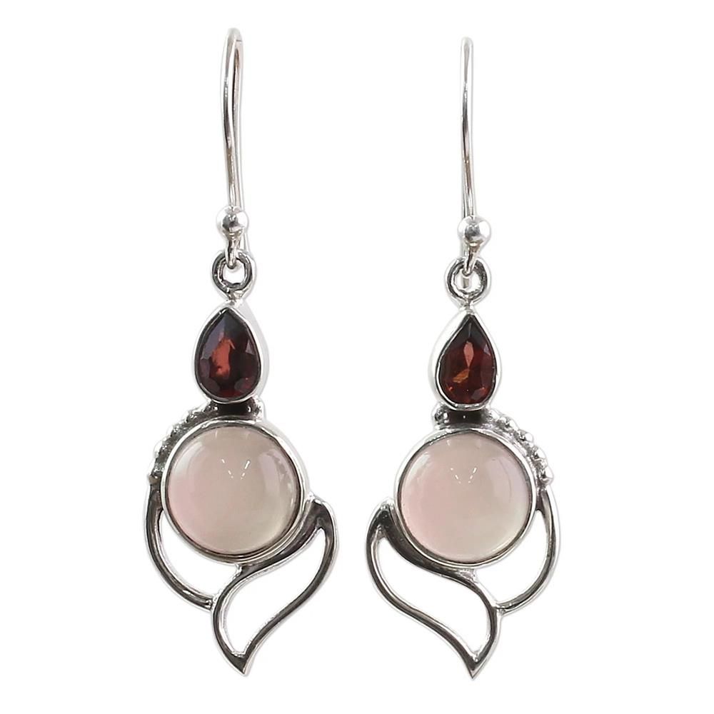 Wedding Jewelry Opal Stone Moonstone Earrings Multi-Gemstone Ear Stud Garnet Ruby Chalcedony