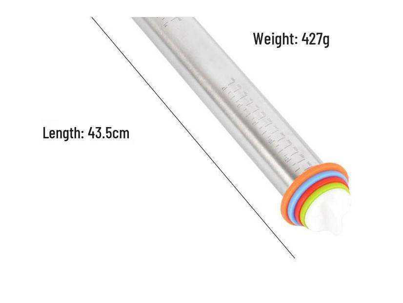 Adjustable Stainless Steel and Beech Wood Rolling Pin - Thickness Control for Dough Kneading