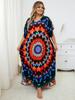 Plus Size Red Bohemian Long Dress Women's Kaftan Caftan Homewear Oversized Vacation Hot Selling Swimsuit Cover-up Bathrobe Q1415