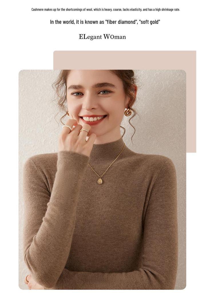 Autumn/Winter 2024 Women's Slim Fit Half-High Neck Cashmere Sweater
