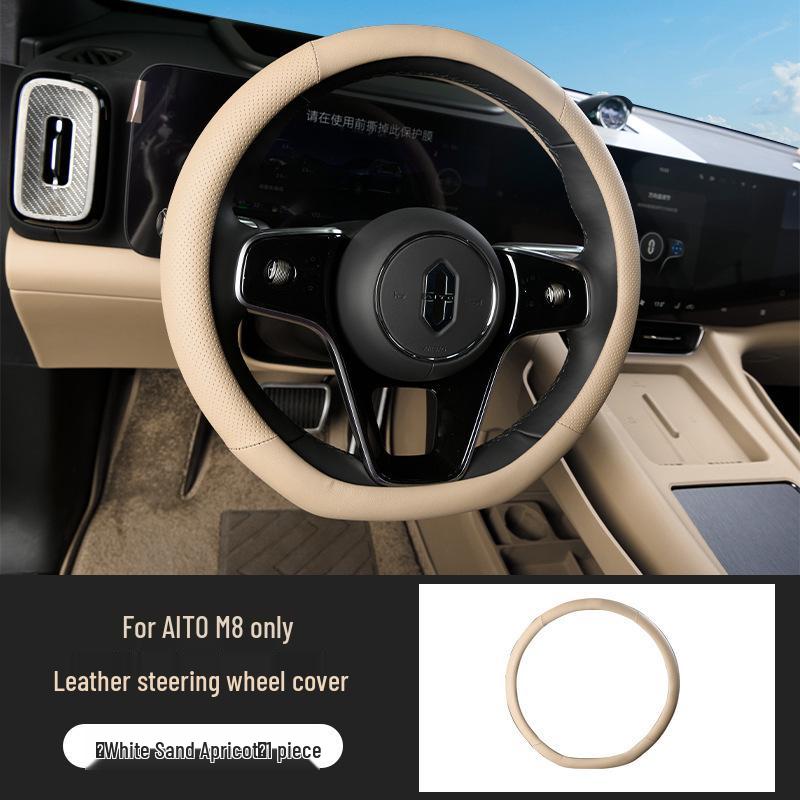 Universal Non-Slip Steering Wheel Cover for Genuine Leather - All-Season Sweat-Absorbing Interior Decoration