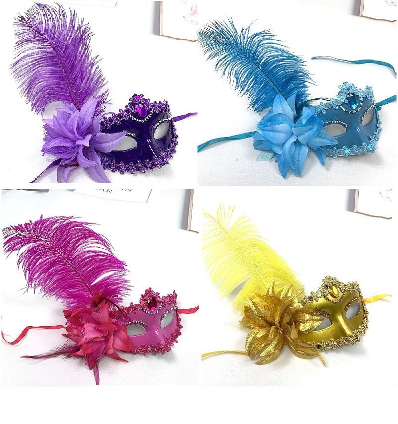 Half Face Mask Peacock Feathers Masquerade Mask Princess Mask Women For Party Carnival Performance
