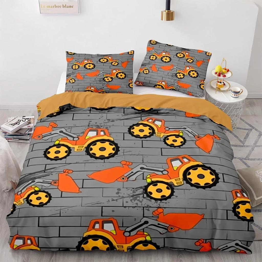 Children's Tractor Quilt Cover Boys Duvet Cover Set Tractor Bedding Set Truck Farm Tool Cart Comforter Cover Set 3D Printing