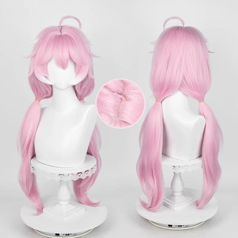 Парик для косплея Encore Game Long Pink White Highlights Unisex Термостойкие синтетические волосы Хэллоуин Аниме Парики + Шапочка для парика