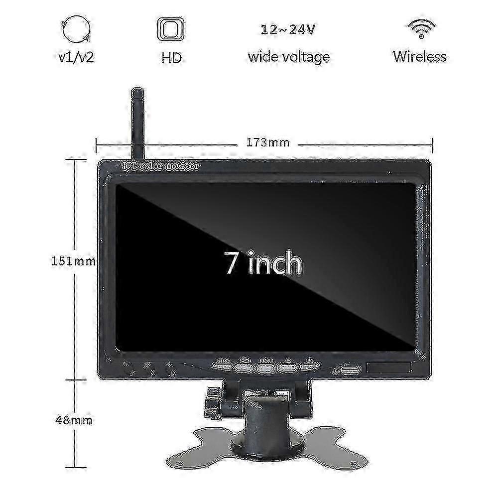 Wireless 7 Inch Rear View Backup Camera with Night Vision for Cars Trucks and RVs Safety Monitoring