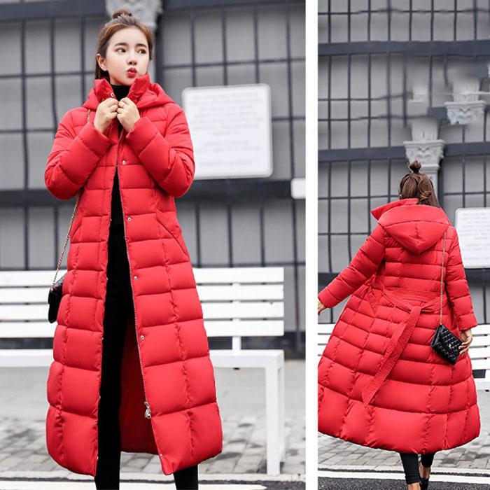 Down Padded Jacket Women's Long Parkas Winter Clothing Korean Slim Over-the-knee Thickened Down Jacket Cotton Jacket