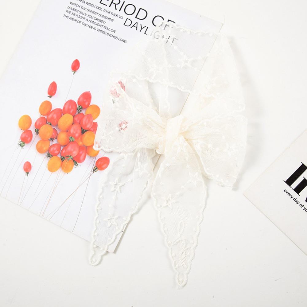 Embroidered Flower Women Narrow Long Scarf Elegant Sunscreen Shawl Ins Female Headscarf Summer