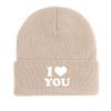 White "I LOVE YOU" Warm Knitted Cap Beanie, Valentine's Day Skull Cap Lightweight Candy Color Simple Headwear Knit Hat Beanie