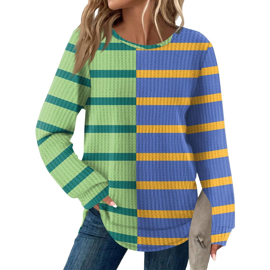 Women's Fashion Casual Loose Round Neck Long-sleeve Printed Top