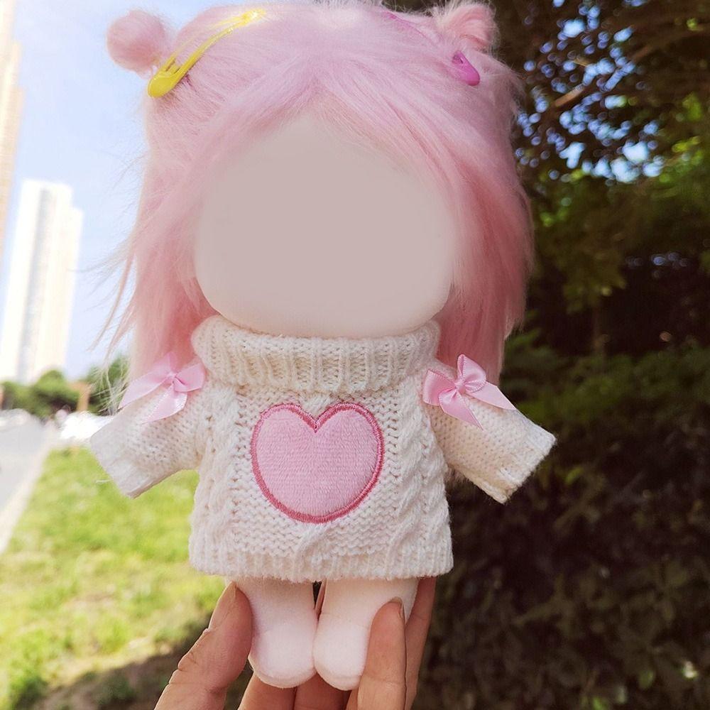 Playing House Cotton Stuffed Dolls Bowknot Knitwear Pink Heart Knitting Clothes 20cm Doll Sweater