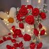 1.5/3m Red Pink Artificial Rose Flower LED Lights Valentine's Day Rose Flower Fairy String Garland Room Wedding Table Decor